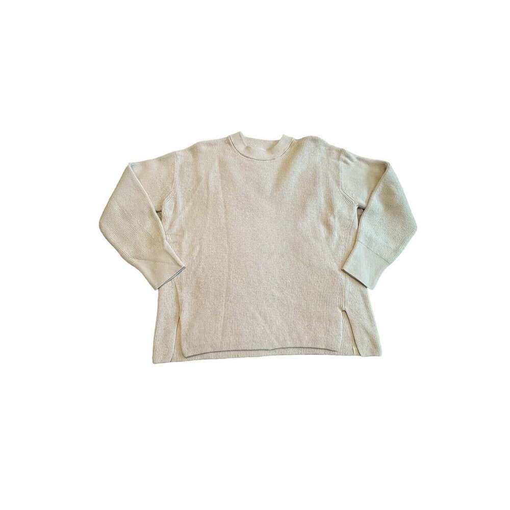 Lululemon Women Merino Wool-Blend Ribbed Crewneck Sweater Size 8 White Opal R1-2